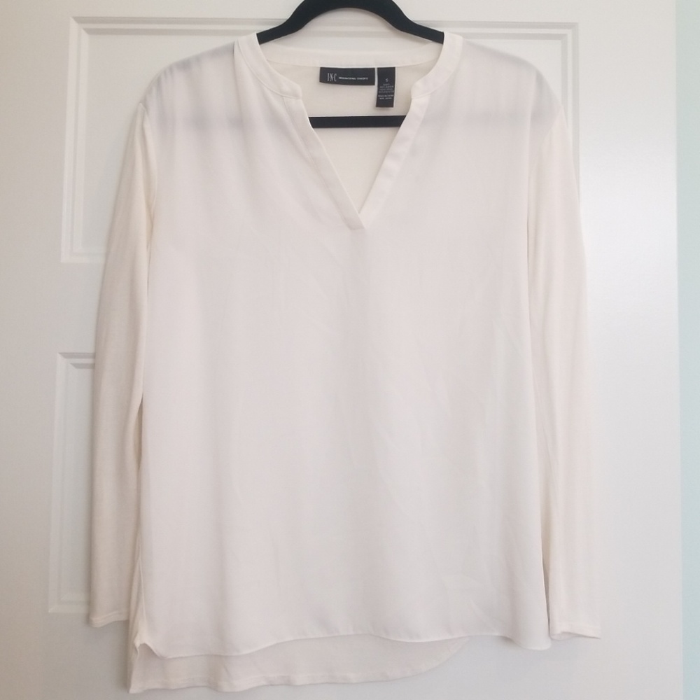 INC sheer Ivory long sleeve dress shirt Small